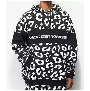 MOODSWINGS Size X-Large Black and White Logo Oversized Hooded Sweatshirt NWT